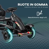 HOMCOM Go Kart a Pedali per Bambini 5-12 Anni in PP e Metallo Nero con Sedile Regolabile e Freno a Mano, 117x58x61 cm(m-6)