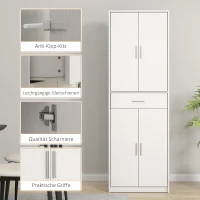 HOMCOM Küchenschrank, 3-stufig verstellbare Regale, Spanplatten, MDF, viel Stauraum, Weiß(m-6)