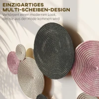 HOMCOM Wanddekor-Set im Disk-Design, 8 Metallscheiben, vielseitig einsetzbar, Mehrfarbig(m-4)