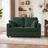 HOMCOM 2 Seater Sofa, Corduroy Small Couch with Spring Cushion, Wide and Deep Seat, Dark Green(m-9)