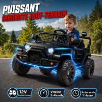 AIYAPLAY Voiture Électrique Enfants 12V, Buggy Électrique Enfants, 2-4 km/h, 2 Moteurs, Télécommande, Batterie Lithium, Noir(m-4)