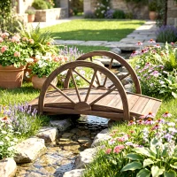 Outsunny Pont de jardin en bois, avec balustrade à demi-roues charge max. 150 KG, 100 x 50 x 37 cm, marron(m-15)