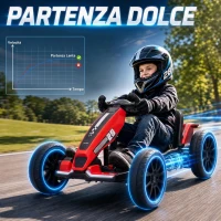 AIYAPLAY Go-Kart Elettrico per Bambini 3-6 Anni 12V con 2 Motori, Avvio Morbido, Sedile Regolabile e Luci LED, Rosso(m-4)