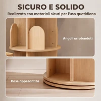 AIYAPLAY Libreria Girevole per Bambini a 3 Livelli, Angoli Arrotondati, 46x46x97 cm, Color Legno(m-7)
