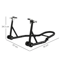 HOMCOM Stand Față pentru Motocicletă cu Protecții Antiderapante, Adaptoare Reglabile pentru Bolțuri și Tip Furcă, Capacitate 200 kg, pentru Anvelope de 18", 17" și 10"(m-3)