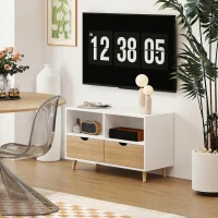 HOMCOM TV-kast, TV-meubel met Laden, Open Planken, Hout, 99 x 39 x 58 cm, Wit(m-7)