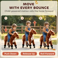 HOMCOM Plush Walking Horse Ride On Toy with Wheels and Realistic Sounds Rocking Horse for Girls Boys 2+ Years Old, 50cm Tall, Brown(m-6)