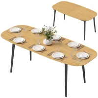 HOMCOM Ausziehbarer rechteckiger Esstisch für 6 bis 8 Personen, Küchentisch 160-200 cm mit Ablage, Braun(m-7)