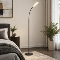 HOMCOM Lámpara de Pie LED Regulable con Temperaturas de Color Ajuste Continuo Control Remoto y Táctil Temporizador Negro(m-8)