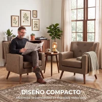 HOMCOM Sillón Relax Sofá Individual de PU Cojín de Asiento con Muelles Respaldo Acolchado Patas de Madera 72x76x80 cm Marrón(m-8)