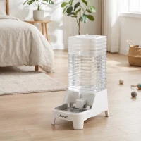 PawHut Distributeur d'Eau Automatique pour Chiens et Chats 8L Robinet Breveté Bol Acier Inox sans BPA 19,3x32,8x43,4cm Blanc(m-2)