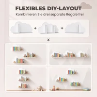 AIYAPLAY 3-delige wandboekenkast voor kinderen, 60 cm, zwevende Montessori boekenplanken in wolkvorm, wit, 3-8 jaar(m-5)