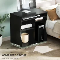 HOMCOM Computertisch mit Rollen, Schreibtisch mit Stauraum, 80 x 48 x 75 cm, Schwarz(m-6)