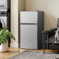 HOMCOM Réfrigérateur congélateur 88 L, petit réfrigérateur combiné avec portes réversibles et éclairage, 45,5x50x86,5cm, gris(m-2)