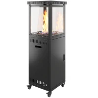 Outsunny Încălzitor pe Gaz pentru Exterior 13 kW, cu Roți și Pietre Lavice, Negru(m-11)