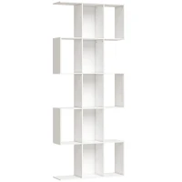 HOMCOM Bibliothèque à 5 niveaux, étagère de rangement en forme S avec 15 compartiments ouverts, 80 x 24 x 200 cm, blanc(m-1)