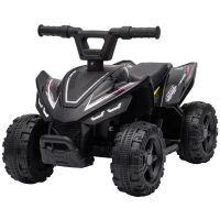 AIYAPLAY Quad Elettrico per Bambini 6V, Marce Avanti, 2 km/h, per 18-48 Mesi, Portata 25 kg, Interno ed Esterno, Nero(m-11)