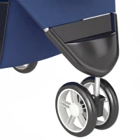 PawHut Carrito para Perros Pequeños Plegable hasta 10 kg con 3 Ruedas Capota Cesta Ventanas de Malla Portavasos Azul Oscuro(m-13)
