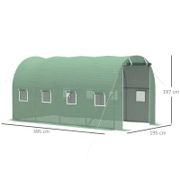 Outsunny Walk-in Polytunnel Greenhouse, Outdoor Garden Tunnel Greenhouse Tent with Zipped Roll-Up Door and 8 Mesh Windows, 4 x 2M(m-3)