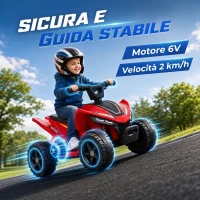AIYAPLAY Quad Elettrico per Bambini 6V, Marce Avanti, 2 km/h, per 18-48 Mesi, Portata 25 kg, Interno ed Esterno, Rosso(m-4)