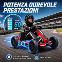 AIYAPLAY Go-Kart Elettrico per Bambini 3-6 Anni 12V con 2 Motori, Avvio Morbido, Sedile Regolabile e Luci LED, Rosso(m-6)