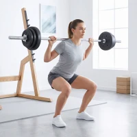 SPORTNOW Set Manubri 3-in-1, Bilanciere Antiscivolo, 50 kg, Nero(m-9)