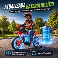 AIYAPLAY Mota Elétrica Infantil 12V com 2 Rodas Auxiliares Amovíveis, 2 Motores, Suspensão Traseira e Música, 3 km/h, Vermelho(m-7)