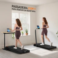 SPORTNOW Passadeira de Corrida Dobrável com Inclinação, para Debaixo da Secretária, 2 HP, 1-10 km/h, Ecrã LED, Comando e Suporte(m-4)