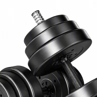 SPORTNOW Kit Haltères Musculation 50 kg 3 en 1, Poids Réglable Revêtement PP, Barre Antidérapante, Verrouillage, Noir(m-10)