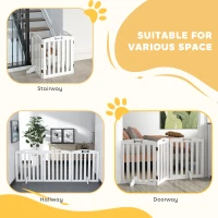 PawHut Wooden Dog Gate, Freestanding Pet Gate with Support Feet for Doorways, Hallways, Stairs, 155L x 61H cm, White(m-5)