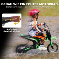 HOMCOM Elektro-Kindermotorrad, 24V Motor, einstellbare Geschwindigkeit, Musik & Lichter, Grün(m-4)
