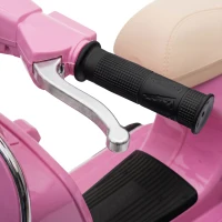 AIYAPLAY Moto Eléctrica Niños 12V Vespa PX150 Ruedas Auxiliares 2 Motores Suspensión Trasera Música Faros 3 km/h 3-6 Años Rosa(m-7)