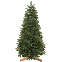 HOMCOM Künstlicher Weihnachtsbaum 180 cm, Edeltanne, voll mit Klappästen, 961 Spitzen, faltbarer Holzständer, Grün(m-12)