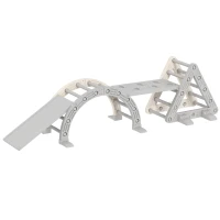 AIYAPLAY 5 in 1 Klettergerüst Montessori Indoor, Kletterdreieck mit Rutsche, Kletterbogen, doppelseitige Rampe, Spielplatz Indoor für Kinder 18-48 Monate, Grau+Weiß(m-1)