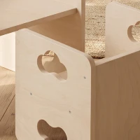 AIYAPLAY Ensemble Table et Chaise Enfant Réversible, Hauteurs Réglables, Poignées Nuage, 18-36 Mois, 38 x 36 x 33,5 cm, Naturel(m-11)