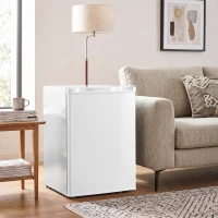HOMCOM Nevera Pequeña con Congelador 72,5L Silenciosa Puerta Reversible Termostato Ajustable Estante Ajustable y Cajón Blanco(m-9)