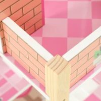 AIYAPLAY Casa de Muñecas de Madera 3 Pisos con Balcón Escaleras y 10 Muebles Juguete de Imitación para Niños de 3 a 6 Años Rosa(m-10)
