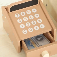 AIYAPLAY Pretend Play Shop, Wooden Kids Grocery Store Playset with Play Food, Cash Register, Chalkboard, 61 Accessories for 3-8(m-10)