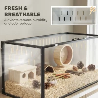 PawHut Cage pour Hamster Habitat Rongeurs Transparent de Vue Panoramique 360° Anti-Mordillage 105x51x51cm Noir(m-8)