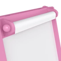 AIYAPLAY Cavalete Infantil 3 em 1 Dupla Face, Quadro Negro e Quadro Branco, Rolo de Papel, Cestos, Prateleira, 3-8 Anos, Rosa(m-11)