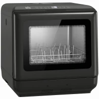 HOMCOM Tischgeschirrspüler, mit integriertem 6-Liter-Wassertank, 5 Programmen, 4 Gedecke, LED-Display Schwarz(m-1)