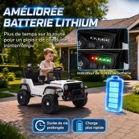 AIYAPLAY Voiture Électrique Enfants 12V, Télécommande, Batterie Lithium, Démarrage Progressif, Suspension 4 Roues, Blanc(m-5)