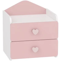 AIYAPLAY Mesita de Noche Infantil con 2 Cajones Montessori Bordes Redondeados para Niños de 3 a 8 Años 34x31x36 cm Rosa(m-1)