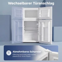 HOMCOM 2-deurs mini-koelkast met vriesvak, instelbare thermostaat, kleine drankkoelkast 90L, wit(m-6)
