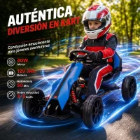 HOMCOM Kart Coche Eléctrico Infantil 12V de 3 a 8 Años Velocidad 3-5km/h y Cinturón de Seguridad 100x58x58,5cm Azul(m-4)