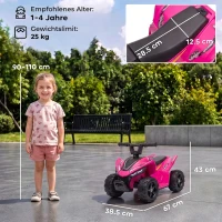 AIYAPLAY Kinder Quad Elektro 6V Kinderquad mit Lithium-Akku Vorwärtsfunktion Lenkerknopf-Steuerung 1,5-2 Jahre Hellrot(m-3)
