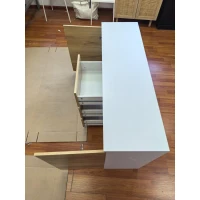 HOMCOM Buffet 2 Portes Buffet de Salon avec 3 Tiroirs Meuble TV jusqu'à 139,7 cm 120x35x74,5 cm Blanc et Chêne(m-4)