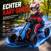 HOMCOM Elektro Go-Kart für Kinder 3-5km/h Gokart mit 2-Fach verstellbarem Geschwindigkeit, Sicherheitsgurt, EVA-Räder für 3-8(m-4)