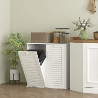 HOMCOM Meuble salle de bain avec panier à linge armoire salle de bain en bois portes persiennes 2 paniers 70 x 38 x 73 cm blanc(m-8)