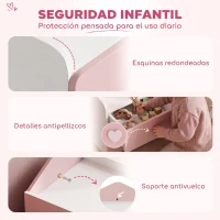AIYAPLAY Mesita de Noche Infantil con 2 Cajones Montessori Bordes Redondeados para Niños de 3 a 8 Años 34x31x36 cm Rosa(m-6)